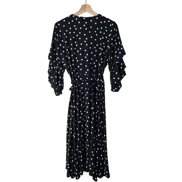 Lulus Polka Dot Wrap Dress Black and White Size Medium - Picture 3 of 6